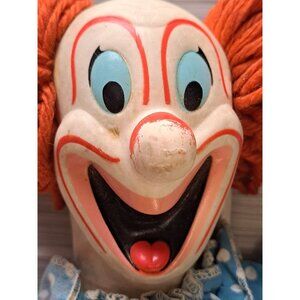 Vintage 60's Clown Doll Polka Dot Yarn Hair Creepy Halloween Thrashed Mattel